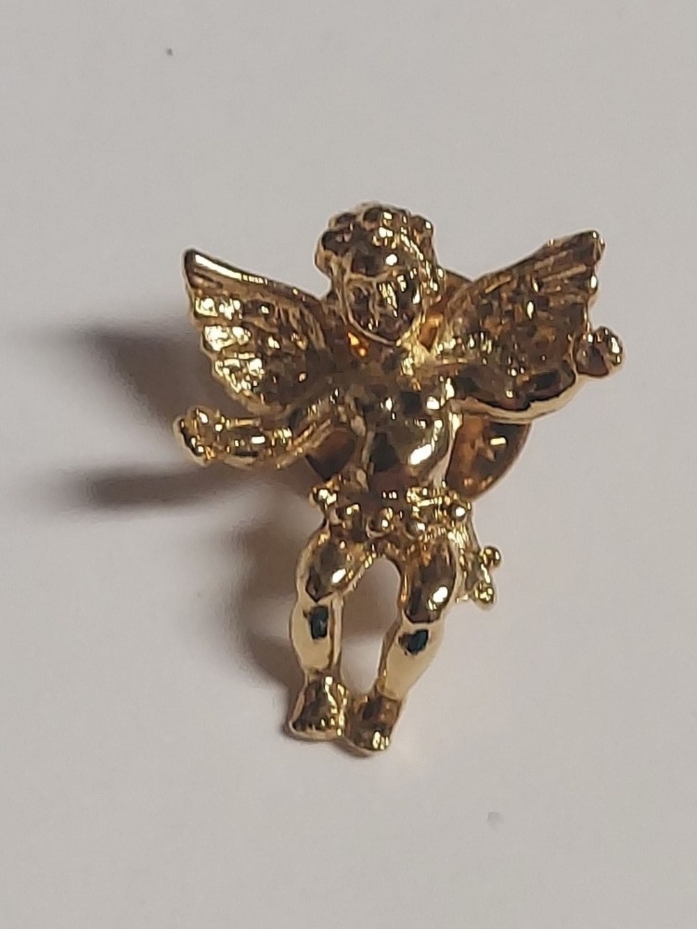 Vintage Signed Kirks Folly Gold Cherub Angel Lapel Pin Tie Tack